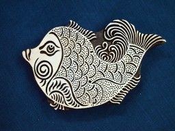 Traditional decorative beautifully carved tree on wood hand printing block henna print fish stamp wooden crafting blocks textile stamps for card making